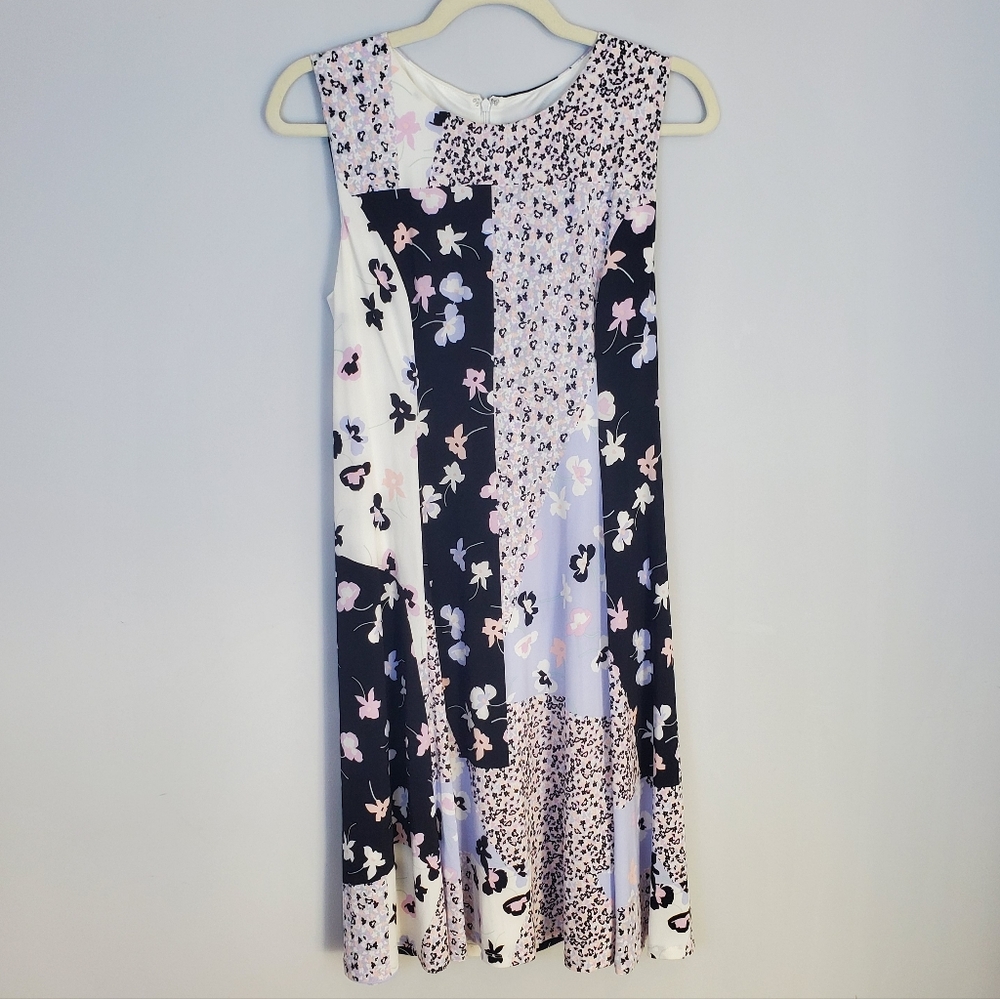 DKNY Womens Floral Sleeveless  Dress Pink and Black Size 8 NWT